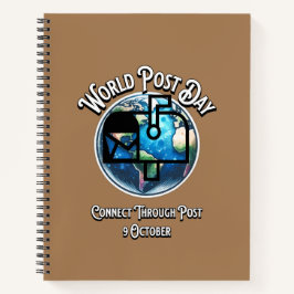 Weltposttag. Durch Post verbinden. Notizblock