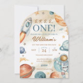 Weltraum 1. Geburtstag Einladung (Vorderseite)