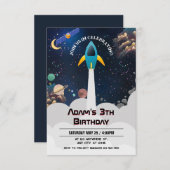 Weltraum 1. Geburtstag Einladung (Vorne/Hinten)
