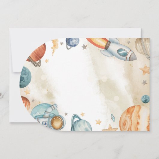 Weltraum 1. Geburtstag Foto Einladung (Rückseite)