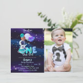 Weltraum 1. Geburtstag Galaxy Weltraumeinladung Einladung (Stehend Vorderseite)