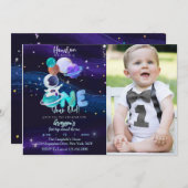 Weltraum 1. Geburtstag Galaxy Weltraumeinladung Einladung (Vorne/Hinten)