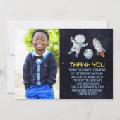 Weltraum 1. Geburtstag Party Erster Rundgang durch Dankeskarte (Vorderseite)