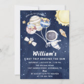 Weltraum 1. Geburtstag Party Erster Rundgang durch Einladung (Vorderseite)