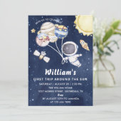 Weltraum 1. Geburtstag Party Erster Rundgang durch Einladung (Stehend Vorderseite)