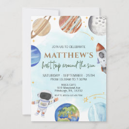 Weltraum 1. Geburtstag Party Erster Rundgang durch Einladung