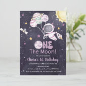 Weltraum 1. Geburtstag Party Erster Rundgang durch Einladung (Stehend Vorderseite)