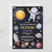 Weltraum 1. Geburtstag Party Erster Rundgang durch Einladung (Vorderseite)