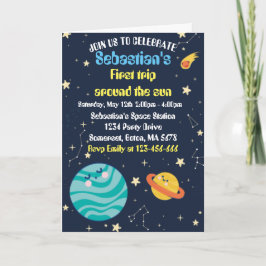 Weltraum 1. Geburtstag Party Erster Rundgang durch Einladung