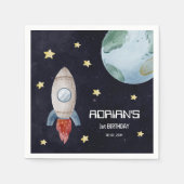 Weltraum 1. Geburtstag Party Erster Rundgang durch Serviette (Vorderseite)