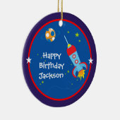 Weltraum 1 Geburtstags-Verzierung Keramikornament (Rechts)