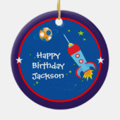 Weltraum 1 Geburtstags-Verzierung Keramikornament (Hinten)