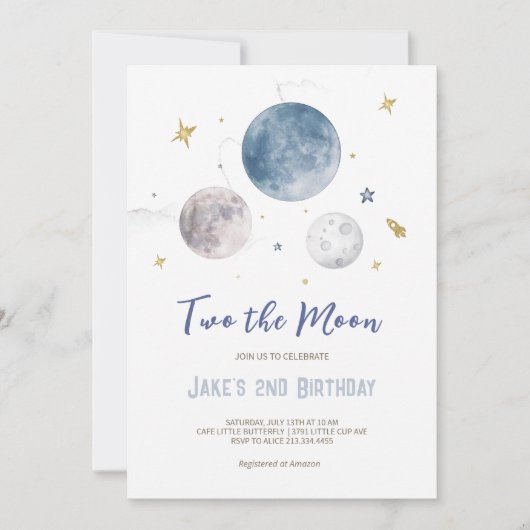 Weltraum 2. Geburtstag Einladung (Vorderseite)