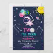 Weltraum 2. Geburtstag Party Astronautenrakete Einladung (Vorderseite)