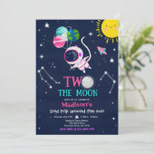 Weltraum 2. Geburtstag Party Astronautenrakete Einladung (Stehend Vorderseite)