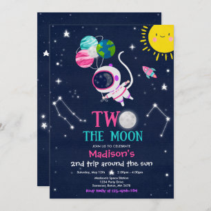 Weltraum 2. Geburtstag Party Astronautenrakete Einladung