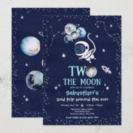 Weltraum 2. Geburtstag Party Astronautenrakete in Einladung