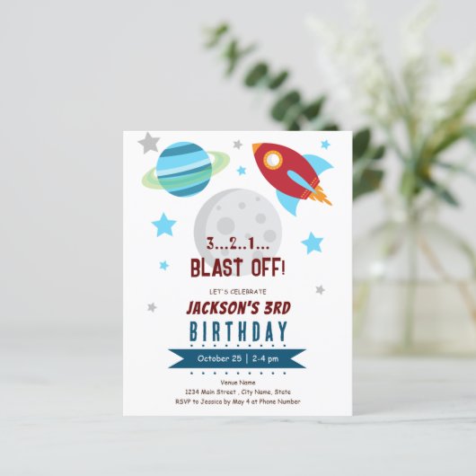 Weltraum 3 Geburtstag Budget (Stehend Vorderseite)