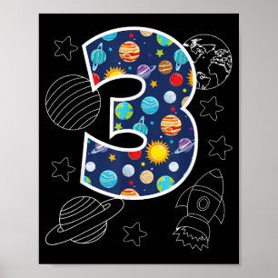 Weltraum 3 Jahr 3 Geburtstag Party Boys Gir Poster