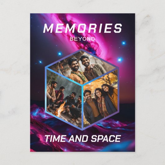 Weltraum 3D Foto Würfel Bilder Kollage Postkarte (Vorderseite)