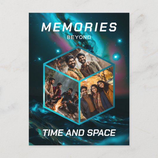 Weltraum 3D Foto Würfel Bilder Kollage Postkarte (Vorderseite)