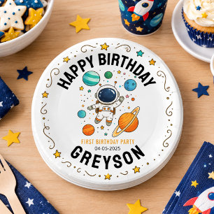 Weltraum-Abenteuer 1. Geburtstag Outer Space Par Pappteller
