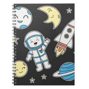 Weltraum-Abenteuer-Cartoon – Notizbuch-Design Notizblock