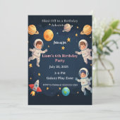 Weltraum-Abenteuer-Kindergeburtstag 6. Geburtstags Einladung (Stehend Vorderseite)