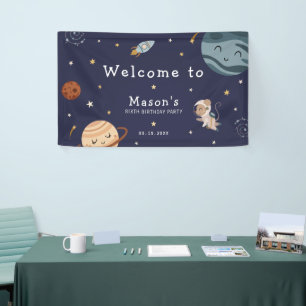 Weltraum-Abenteuer Lustige Kindergeburtstagsfeier Banner