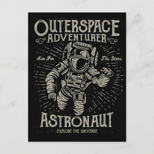 Weltraum-Abenteurer-Astronaut will Sterne Postkarte (Vorderseite)