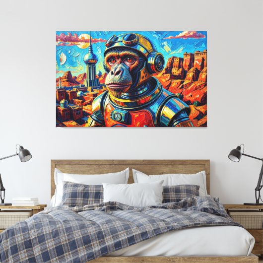 WELTRAUM-AFFE-7 LEINWANDDRUCK (Insitu (Schlafzimmer))