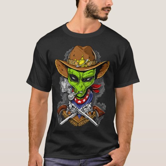 Weltraum-Alien-Cowboy T-Shirt (Vorderseite)