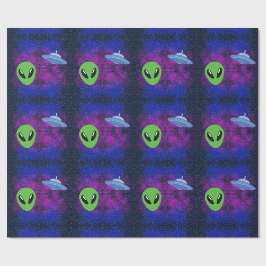 Weltraum-Alien Geschenkpapier (Flach)