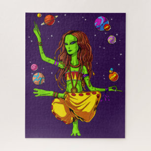 Weltraum-Alien-Hippie-Yoga-Zen-Meditation-Psychede Puzzle