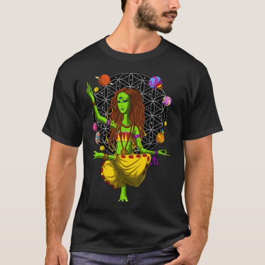 Weltraum-Alien-Yoga T-Shirt (Vorderseite)