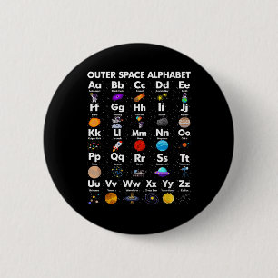 Weltraum Alphabet Astronomie Lehrerin Kind Button