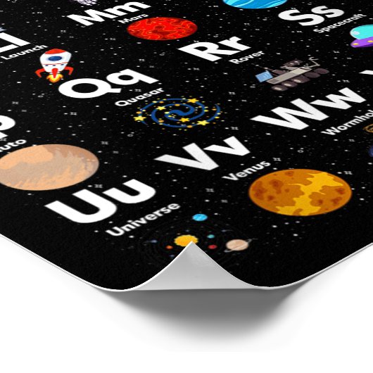 Weltraum Alphabet Astronomie Lehrerin Kind Poster (Ecke)