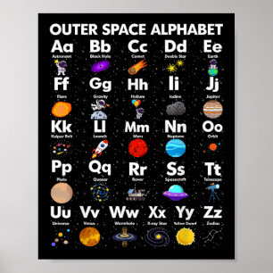 Weltraum Alphabet Astronomie Lehrerin Kind Poster