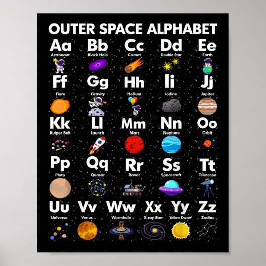 Weltraum Alphabet Astronomie Lehrerin Kind Poster (Vorne)
