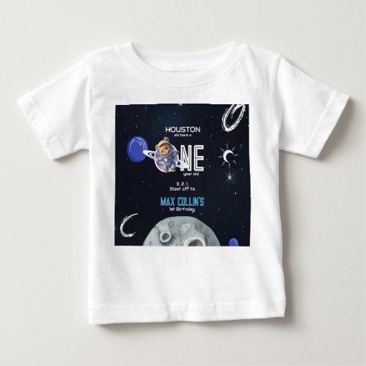Weltraum-Astronaut 1. Geburtstag Baby T-shirt (Vorderseite)