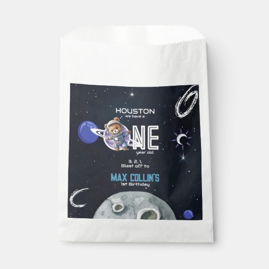 Weltraum-Astronaut 1. Geburtstag Geschenktütchen (Vorderseite)