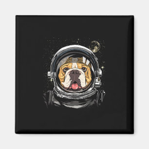 Weltraum Astronaut Amerikanischer Bulldogge Galaxi Magnet