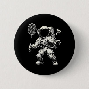 Weltraum Astronaut Badminton Spieler Shuttle Sport Button