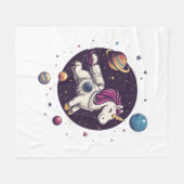 Weltraum-Astronaut-Einhorn (1) Fleecedecke (Vorderseite (Horizontal))