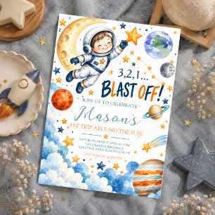 Weltraum-Astronaut Erster Geburtstag Junge Einladu Einladung