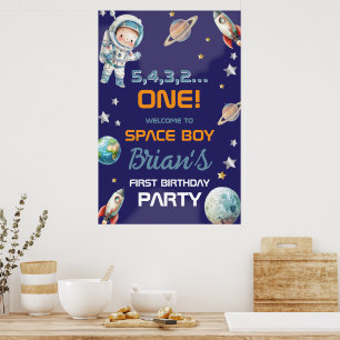 Weltraum-Astronaut erster Geburtstag Poster