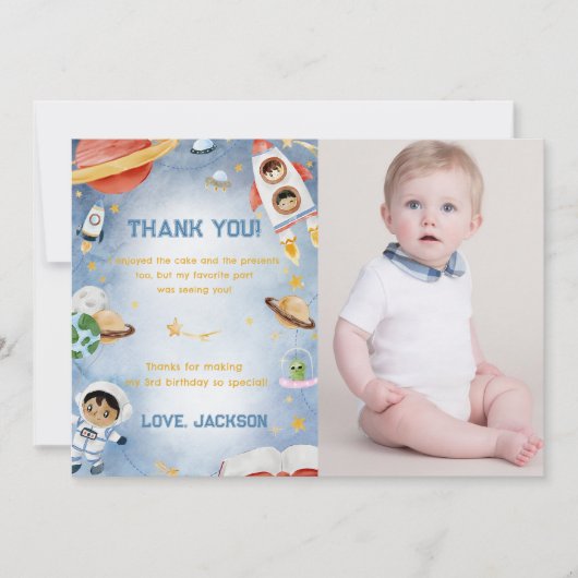 Weltraum Astronaut Geburtstag Danke Karte (Vorderseite)