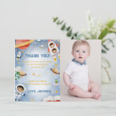 Weltraum Astronaut Geburtstag Danke Karte (Stehend Vorderseite)