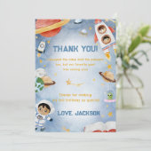 Weltraum Astronaut Geburtstag Danke Karte (Stehend Vorderseite)