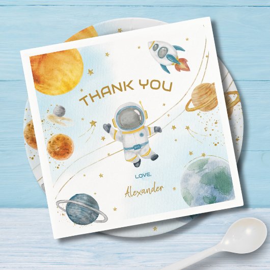 Weltraum-Astronaut Geburtstags Danke Serviette
